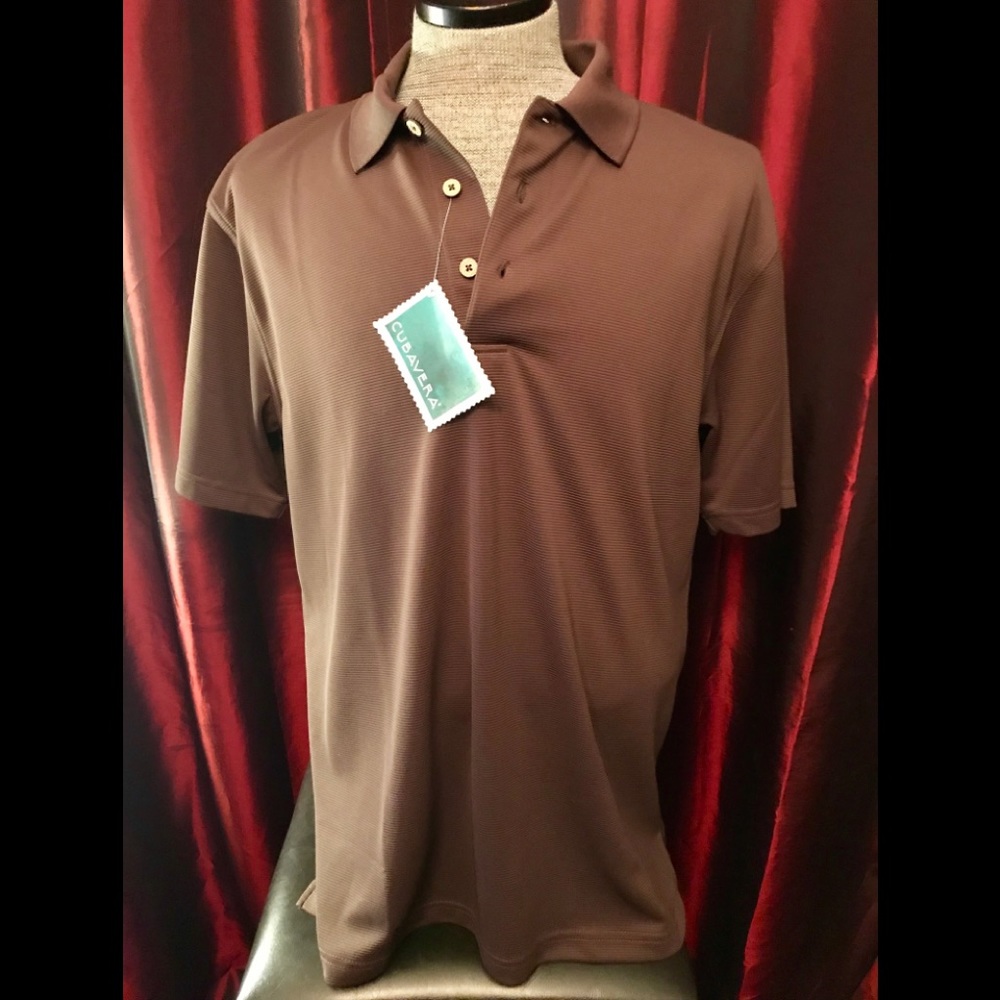 NWT, Cubavera Brown Men's Polo Shirt, XL
